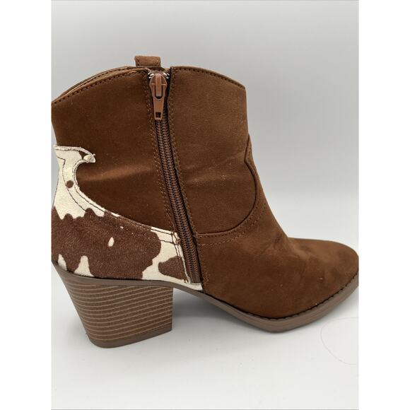 Sugar Ladies Faux Cow Hair on Faux Leather Ankle Booties - size 7.5 Brown Boots - Picture 4 of 10